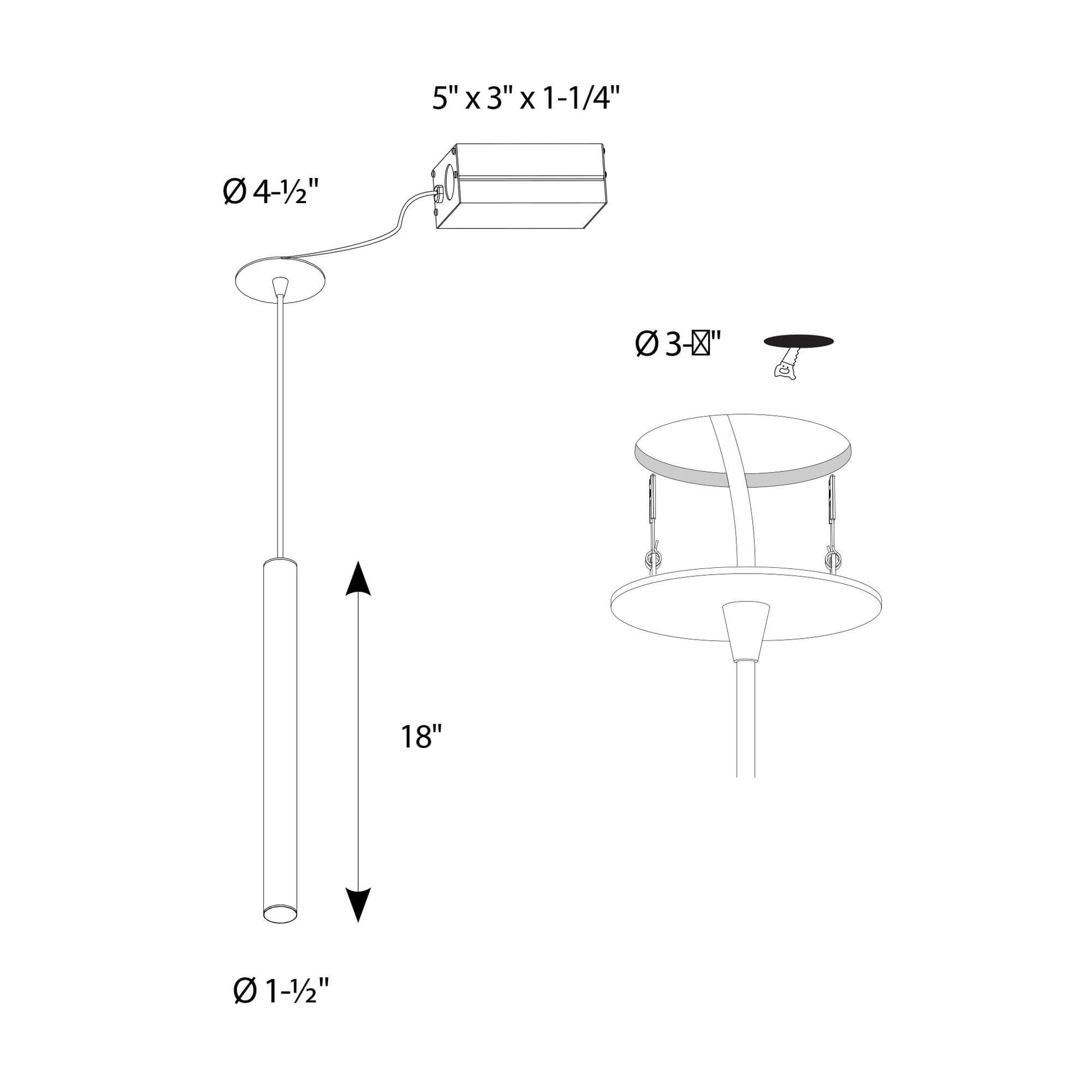 Nova 18 Inch CCT LED Cylinder Pendant Light