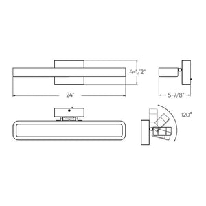 Aria Rectangular 24in Swivel Vanity Wall Sconce