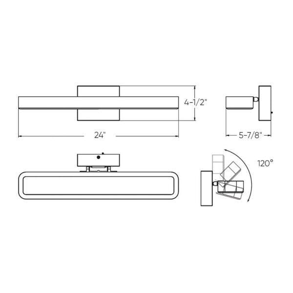 Aria Rectangular 24in Swivel Vanity Wall Sconce