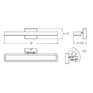 Aria Rectangular 36in Swivel Vanity Wall Sconce
