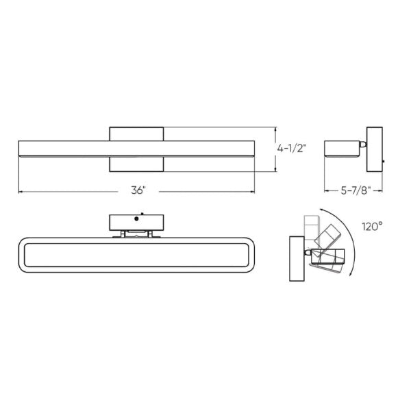 Aria Rectangular 36in Swivel Vanity Wall Sconce
